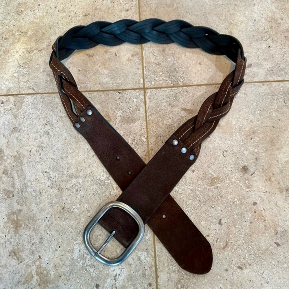 Brown Genuine Leather Braided Belt size Medium